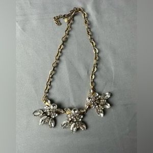 J Crew Gold with Rhinestone Design Necklace 20" end to end